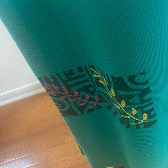 Vintage COURTWELL GREEN W SILKSCREEN LEAF PRINT - COTTON BLEND MAXI DRESS SZ M - Picture 4 of 9
